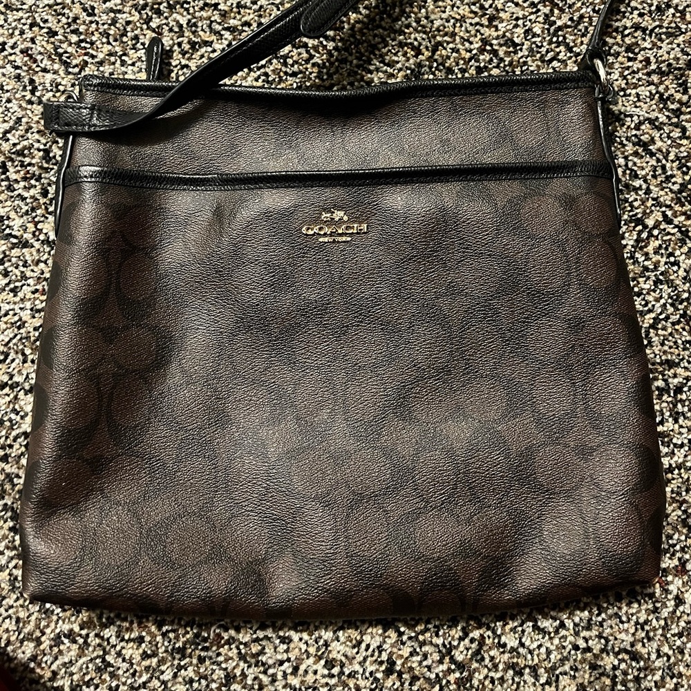 Dark brown and black Coach Crossbody